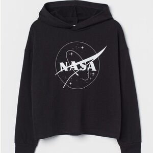 H&M Black NASA Hoodie Unisex Size 16-18 EUC